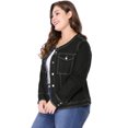 thumbnail image 4 of GRACE & GRANDEUR Veste en Jean pour Femme Grande Taille à Manches Longues Sans Col Veste en Denim, 4 of 4