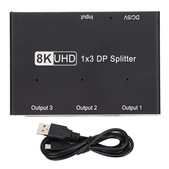 DP Adapter, 4K 144Hz Plug And Play Aluminum Alloy Triple MST SST Hub 1x3 DP Splitter For Home Theater For School For Hotel