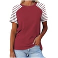 thumbnail image 1 of Timegard Hauts pour Femmes à Rayures Manches Courtes Col Rond Confortable Décontracté Ample Haut Blouse T-Shirts Basiques, 1 of 3