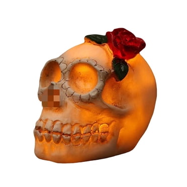 Halloween LED Glowing Resin Head Desktop Ornament Scary Decorative Centerpiece for Home Party