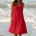 thumbnail image 4 of B91xZ Robes d'Été pour Femmes Été Hiver à Col en V Décontractées Amples Fluides Évasées, Rouge XXXXXL, 4 of 4
