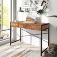 thumbnail image 2 of Costway Computer Desk Metal Frame Study Table Home Office Workstation w/2 Drawers Rustic, 2 of 10