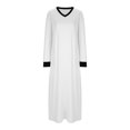 thumbnail image 5 of AherBiu Pyjamas pour Femmes à Manches Longues, Chemises de Nuit à Col en V Fendu, Vêtements de Nuit Confortables, Robes Longues avec Poches, 5 of 5