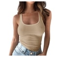 thumbnail image 1 of Miqool Women's Sleeveless Tank Top Form Fitting Scoop Neck Ribbed Knit Basic Cami Shirts on Clearance, 1 of 3