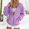 thumbnail image 4 of Mgmyaa Women's Sweatshirt Fashion Solid Color Hooded Pocket Raglan-Sleeve Long Sleeve Zip Up Jacket, 4 of 6