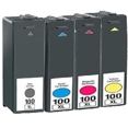 thumbnail image 1 of Zoomtoner Compatible LEXMARK 100XL High Yield INK / INKJET Cartridge Set Black Cyan Yellow Magenta for Lexmark / IBM Prospect Pro206, 1 of 1