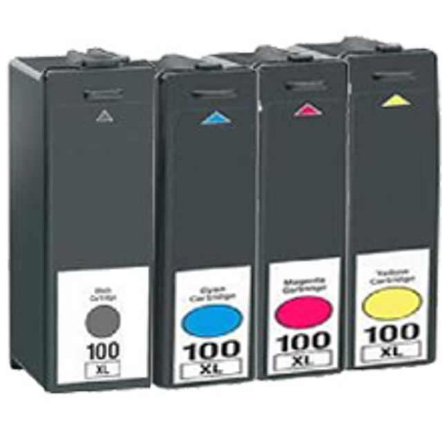 Zoomtoner Compatible LEXMARK 100XL High Yield INK / INKJET Cartridge Set Black Cyan Yellow Magenta for Lexmark / IBM Prospect Pro206