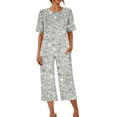 thumbnail image 4 of Ensemble de Pyjama pour Femmes Shorts Femmes Imprimé Col Rond Manches Courtes Chemise de Nuit et Ensembles Pantalon Tenue d'Intérieur Pyjamas avec Poches Hauts à Manches Courtes pour Femmes Ensemble de Pyjama pour Femmes Été, 4 of 8