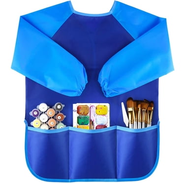 Long-Sleeve Protection for Painting, Cooking & More - Ages 3-7, 3 Pockets Waterproof Kids' Art Apron