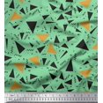 thumbnail image 1 of Soimoi Green Poly Georgette Fabric Dot,Zig Zag & Triangle Geometric Print Fabric by Yard 42 Inch Wide, 1 of 1