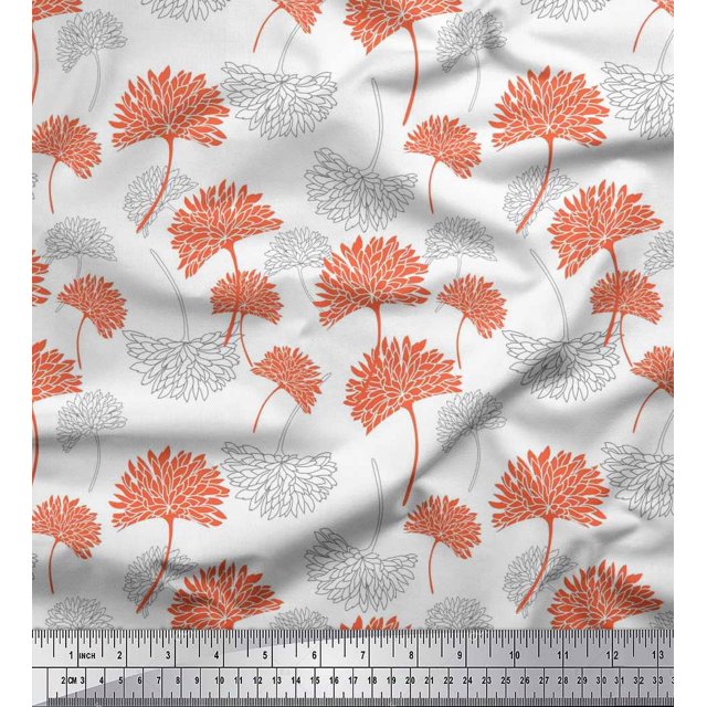 Soimoi Rayon Crepe Fabric Flower Artistic Fabric Prints by Yard 46 Inch Wide