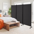 thumbnail image 4 of Costway 3-Panel Folding Room Divider 6Ft Rolling Privacy Screen withLockable Wheels Grey, 4 of 9