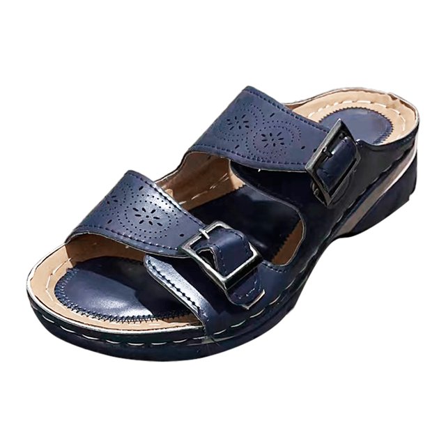 Kcodviy Women Summer Solid Color Casual Sandals for Women Buckle Strap Casual Open Women Slides Sandals Toe Wedges Soft Bottom Summer Sandals for Women Dressy Breathable Slippers Shoes Sandals