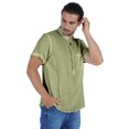 thumbnail image 3 of Atasi Short Kurta Mandarin Collar Tee Solid Short Sleeve Henley Shirt With Pocket, 3 of 7
