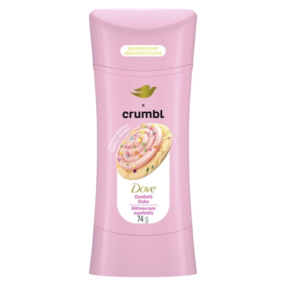 Dove Crumbl Bâton Désodorisant Sans Aluminium Gâteau aux Confettis, 74 g | Édition Limitée