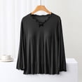 thumbnail image 1 of Ensembles de Pyjama pour Femmes Blouse Unie Décontractée Mode Col Rond Manches Longues Vêtements de Nuit Hauts, 1 of 1