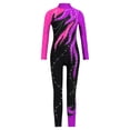 thumbnail image 1 of CHICTRY Kids Girls Sparkly Rhinestone Long Sleeve Unitard Full Body Jumpsuit One Piece Bodysuit Hot Pink&Purple 6, 1 of 5