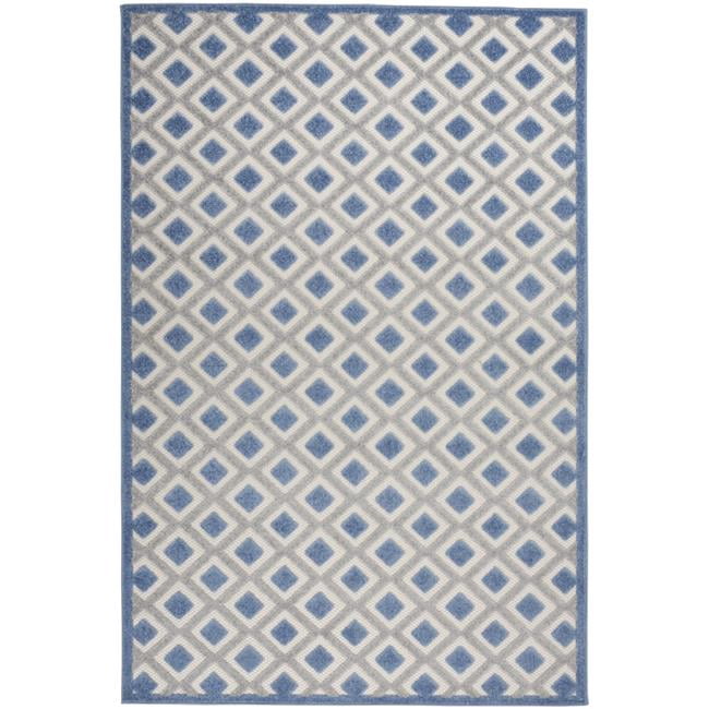 HomeRoots 385147 Tapis d'Intérieur et d'Extérieur 4 x 6 Pi Bleu et Gris