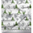 thumbnail image 1 of Soimoi Green Georgette Viscose Fabric Tree & World Map Print Fabric by the Yard 42 Inch Wide, 1 of 3