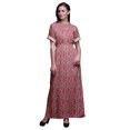 thumbnail image 1 of Bimba Robe Longue Imprimée en Rayonne à Feuilles, Taille Smockée, Fente Latérale, Robe pour Femme - Xxx-Grand, 1 of 6