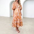 thumbnail image 4 of Robe d'Été pour Femmes 2024 Mode Grande Taille Décontractée Confortable Couleur Aguichant Poitrine Longue Robe Manches Courtes Col Rond 50 % de Réduction Liquidation!, 4 of 6