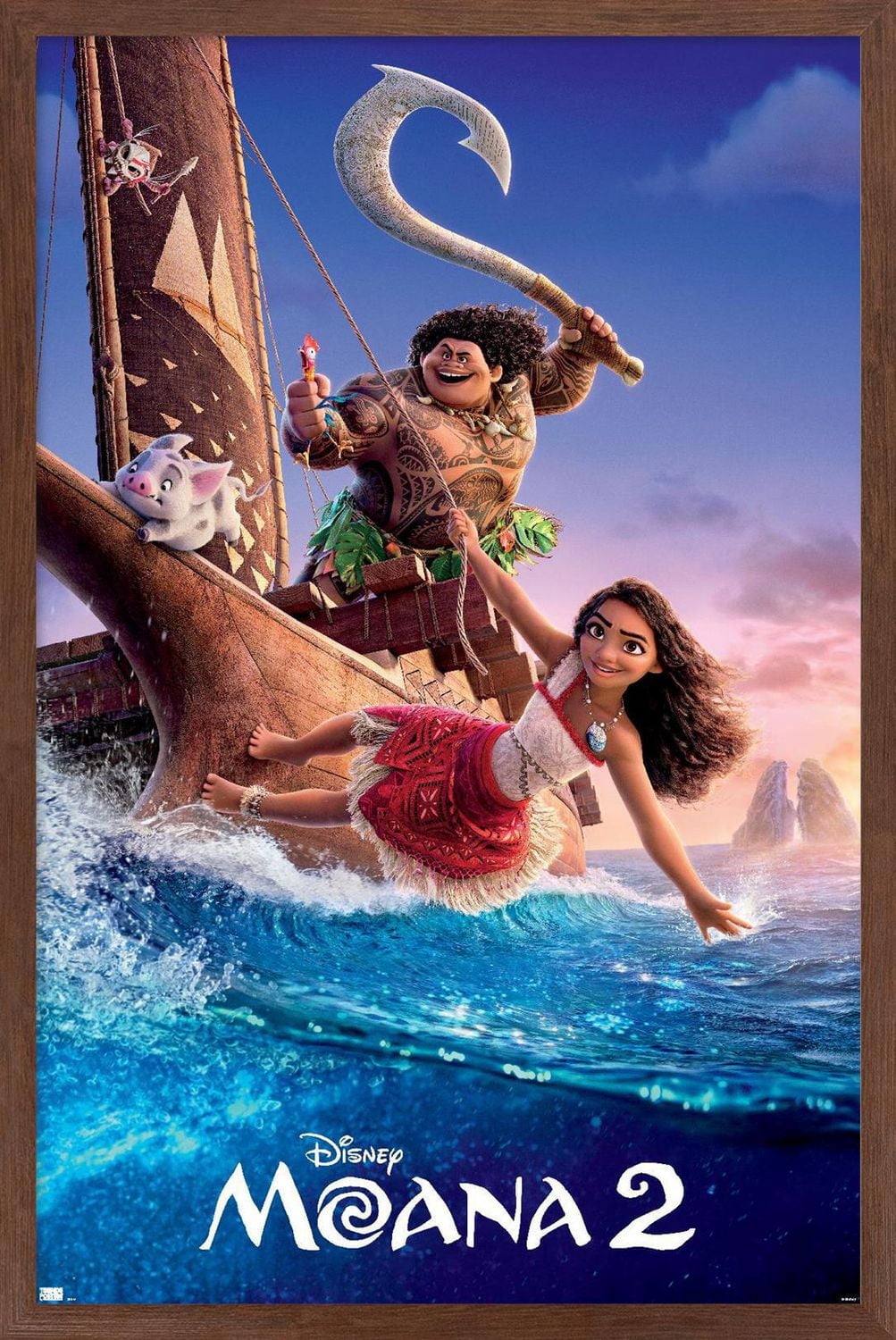 Disney Moana 2 - One Sheet Wall Poster, 22.375" x 34" Framed