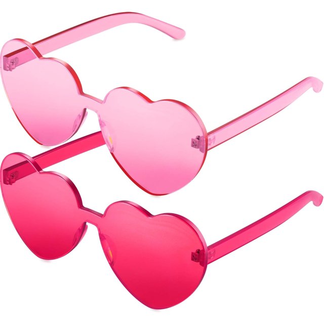 ORUYROP Lunettes de Soleil en Forme de Cœur Sans Monture Transparentes Lunettes Cœur Colorées Cadeaux de Fête