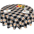 thumbnail image 1 of Nappe à Carreaux d'Automne Nappe à Carreaux Noire et Blanche Ronde 60 Pouces Réutilisable Nappe Feuille d'Érable d'Automne pour Fête des Fêtes Souper Décoration de Table de Salle à Manger, 1 of 6