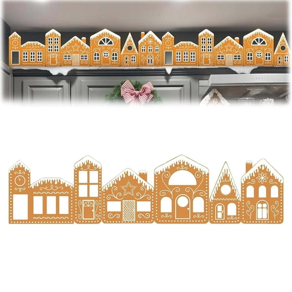 Light-Up Gingerbread Village Set, 2 Cardboard Houses with Warm LED String Lights, Festive Holiday Decor for Windowsills, Mantels, and Family Activities