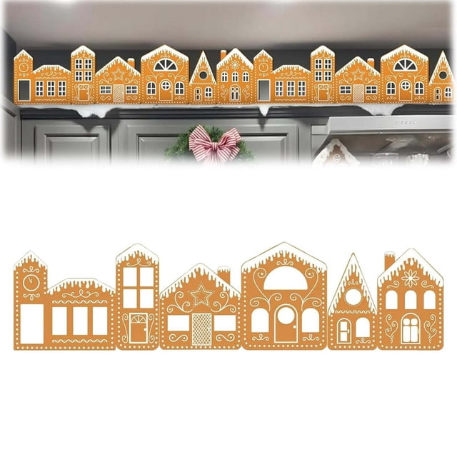 Light-Up Gingerbread Village Set, 2 Cardboard Houses with Warm LED String Lights, Festive Holiday Decor for Windowsills, Mantels, and Family Activities