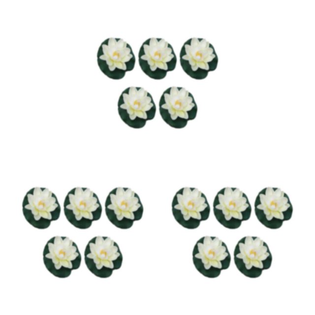 Maytalsory 5pcs Artificial Float Lotus Flowers Elegant Low Maintenance Realistic Appearance milky white 3Set