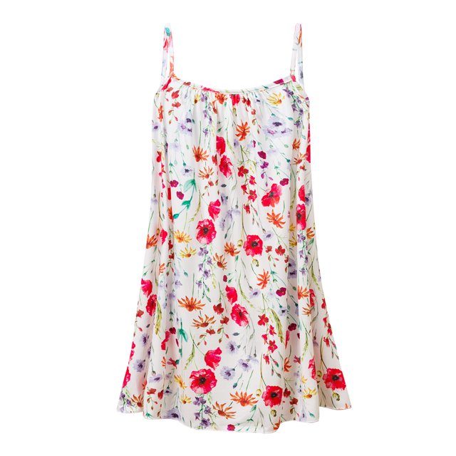 Fridja Robe Débardeur Ample Sans Manches à Rayures et Col en V pour Femmes