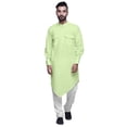 thumbnail image 1 of Atasi Indian Cotton Summer Kurta Mandarin Collar Long Kurta For Men, 1 of 5