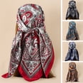 thumbnail image 2 of MesaSe Femmes Tête Wrap Vintage Rétro Forme Carrée Contraste Couleur Pliable Tête Protection Tissu Doux Imprimé Paisley Écharpe d'Été Femelle, 2 of 10