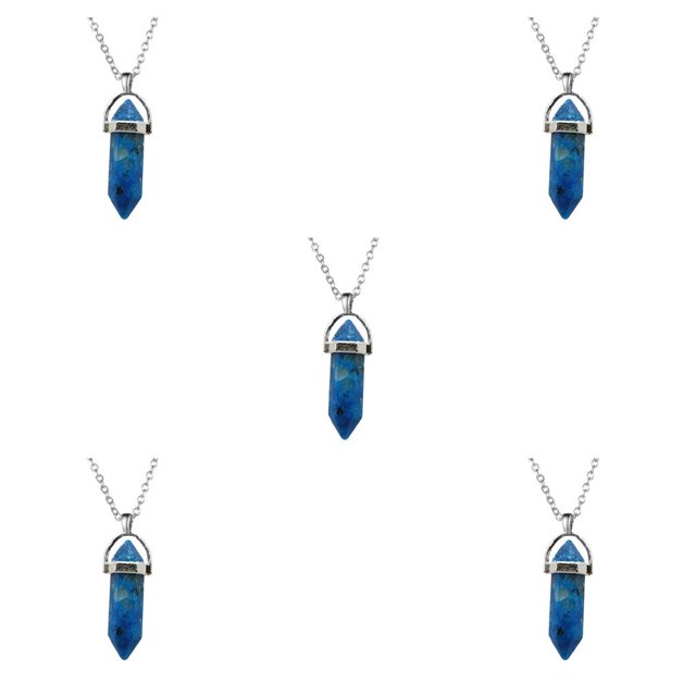 QualitChoice Hexagon Column Charm Exquisite Women Men Making Findings Handmade Anniversary Hanging Pendants Colorful Crystal Blue 5Set