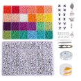 thumbnail image 2 of 12000Pcs Perles de Rocaille en Verre 3mm Breloques Perles Lettres Perles Colorées pour Bracelets, 2 of 8