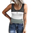 thumbnail image 1 of Dealovy Ribbed Tank Tops for Women Sleeveless Color Block Scoop Neck Buttons Slim Fitted Basic Tunic Tees, 1 of 6