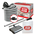 thumbnail image 1 of Ultra Clean Central Vacuum Electric Attachment Kit - Dual Voltage 24V / 110V Hose with 3-Way on/Off Switch Handle- Sweep N Groom Rugmaster Electric Power Nozzle – Set of Chromed Wands, 1 of 5