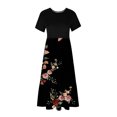 thumbnail image 4 of Robe d'Été pour Femmes 2024 Mode Grande Taille Col Rond Manches Courtes Mi-Mollet Double Poche Robe à Imprimé Floral Robe à Manches Courtes Col Rond Liquidation à 50 % de Rabais!, 4 of 4