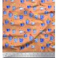 thumbnail image 1 of Soimoi Velvet Fabric Spices & Tea Cup Watercolor Printed Fabric 1 Yard 58 Inch Wide, 1 of 3