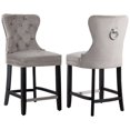 thumbnail image 1 of Avara 24" Tufted Velvet Counter Stool with Black Legs (Set of 2), 1 of 5