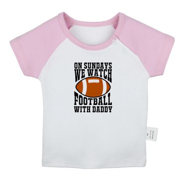 iDzn le Dimanche, Nous Regardons le Football avec Papa T-Shirt Drôle pour Bébé, T-shirts pour Nouveau-Nés, Hauts pour Nourrissons, T-shirts Graphiques pour Enfants 0-24 Mois Vêtements