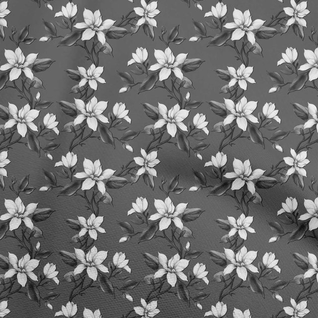 oneOone Georgette Viscose Dark Gray Fabric Floral Sewing Craft Projects Fabric Prints By Yard 42 Inch Wide