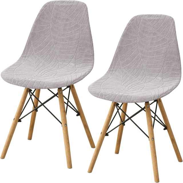 Shell Dining Room Chair Slipcovers Set of 2/4/6,Stretch Modern Armless Lounge Chair Slipcovers Protector for Kitchen Dining Living Room(Light Gray,2Pcs)