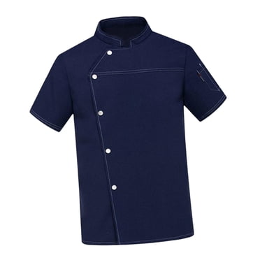 Milaget Chef Coat Jacket Chef Wear Short Sleeve Waiter Apparel Cooking Clothing Workwear XXL