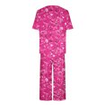 thumbnail image 4 of Mikilon Pyjama Décontracté pour Femmes, Ensemble de Sommeil, Mode, Imprimé, Manches Courtes, Pantalon Capri, 2 Pcs, Col Rond, Tenue de Détente Décontractée avec Poches, Ensemble 2 Pcs, Rose Vif, TP, 4 of 8