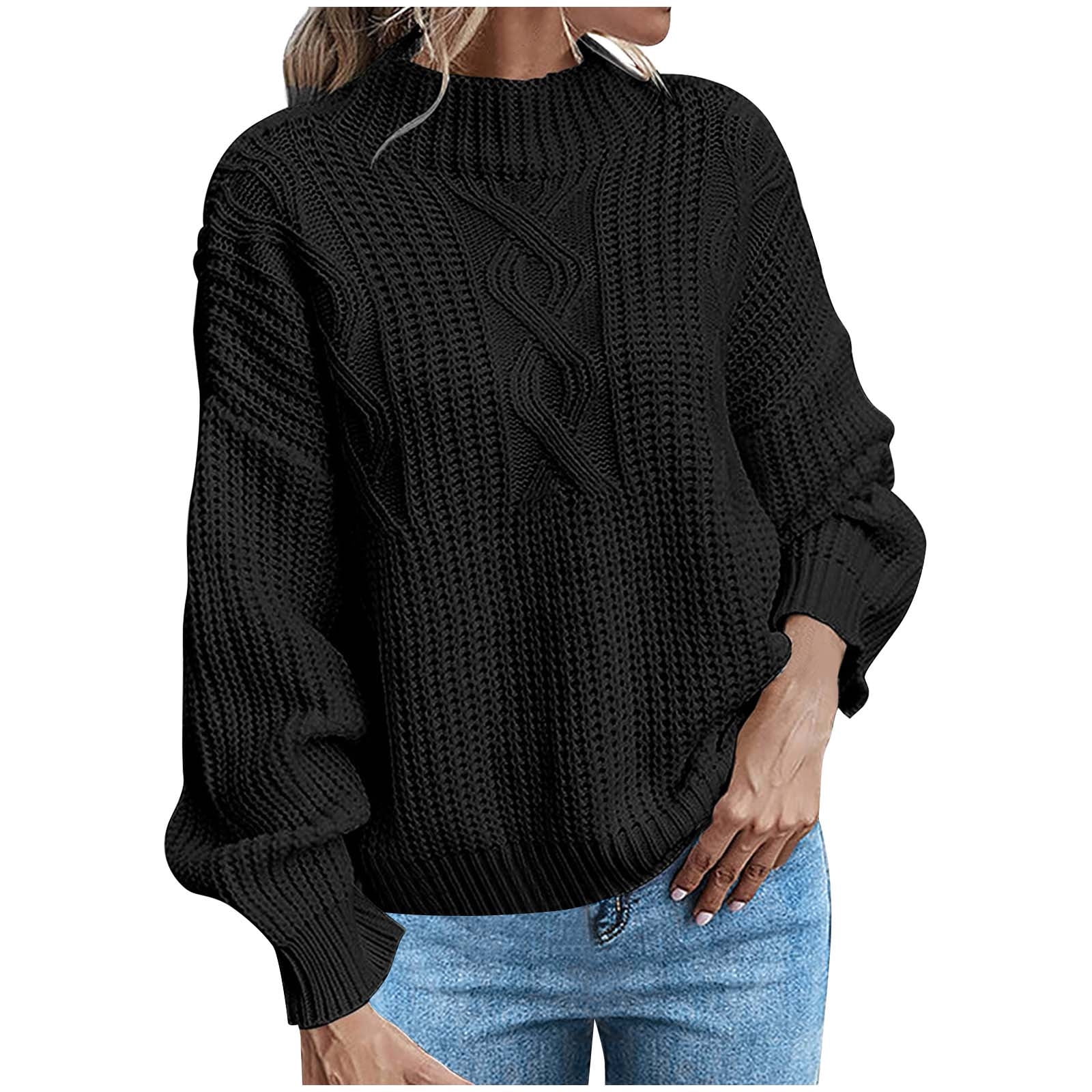 Yuyuzo Womens Sweaters Long Sleeve Round Neck Pullover Knitted Tops Fall Winter Casual Solid Color Sweaters