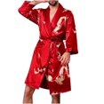 thumbnail image 1 of Men Casual Long Sleeves Lace-up Print Home Pocket Long Pajama Robe, 1 of 10