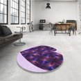 thumbnail image 4 of Ahgly Company Machine Washable Indoor Round Transitional Purple Iris Purple Area Rugs, 7' Round, 4 of 7