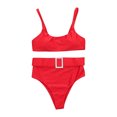 thumbnail image 4 of Babysbule Womens Swimsuits Clearance 2 Piece Set Women Solid Color High Waist Bikini Explosion Split Swimsuit, 4 of 9